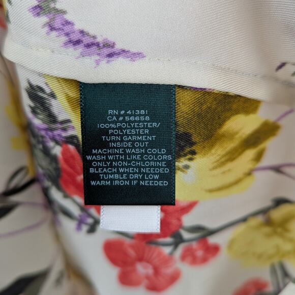 NWT Lauren Ralph Lauren Floral Print Dress Front Tie Waist Midi Long Sleeve Sz 2 - Picture 6 of 8